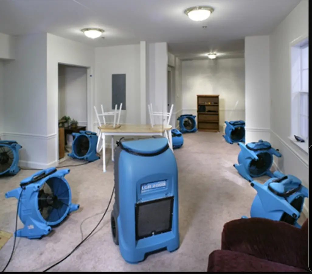Air movers and dehumidifier setup for Water Damage Restoration in Alpharetta